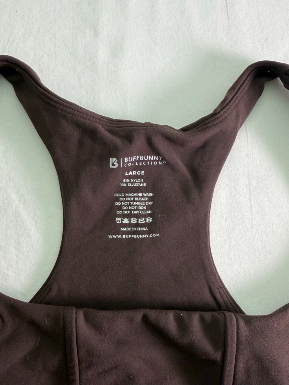 Buffbunny Collection Brown Longline Sports Bra Racerback Athletic Top Size Large - Picture 2 of 5